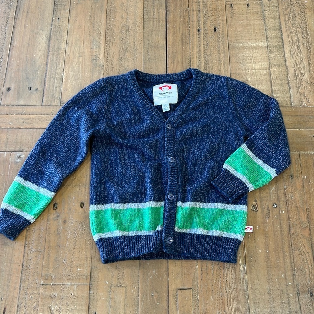 Appaman green stripe cardigan sweater